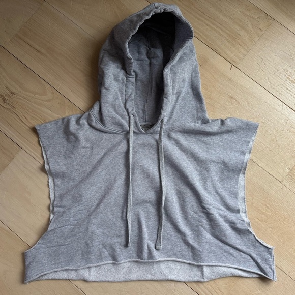 All Saints Tops - All Saints Sleeveless Crop Raw Edge Hoodie